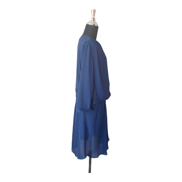 Heartloon Celine Blue Faux Wrap Lace Panel Dress - Picture 4 of 11